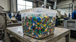 Barevný plastový regranulát v recyklačním závodě
